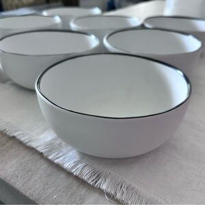 Set/8 Crate & Barrel Range White Melamine Bowls Leanne Ford CB2 Plate Dinnerware